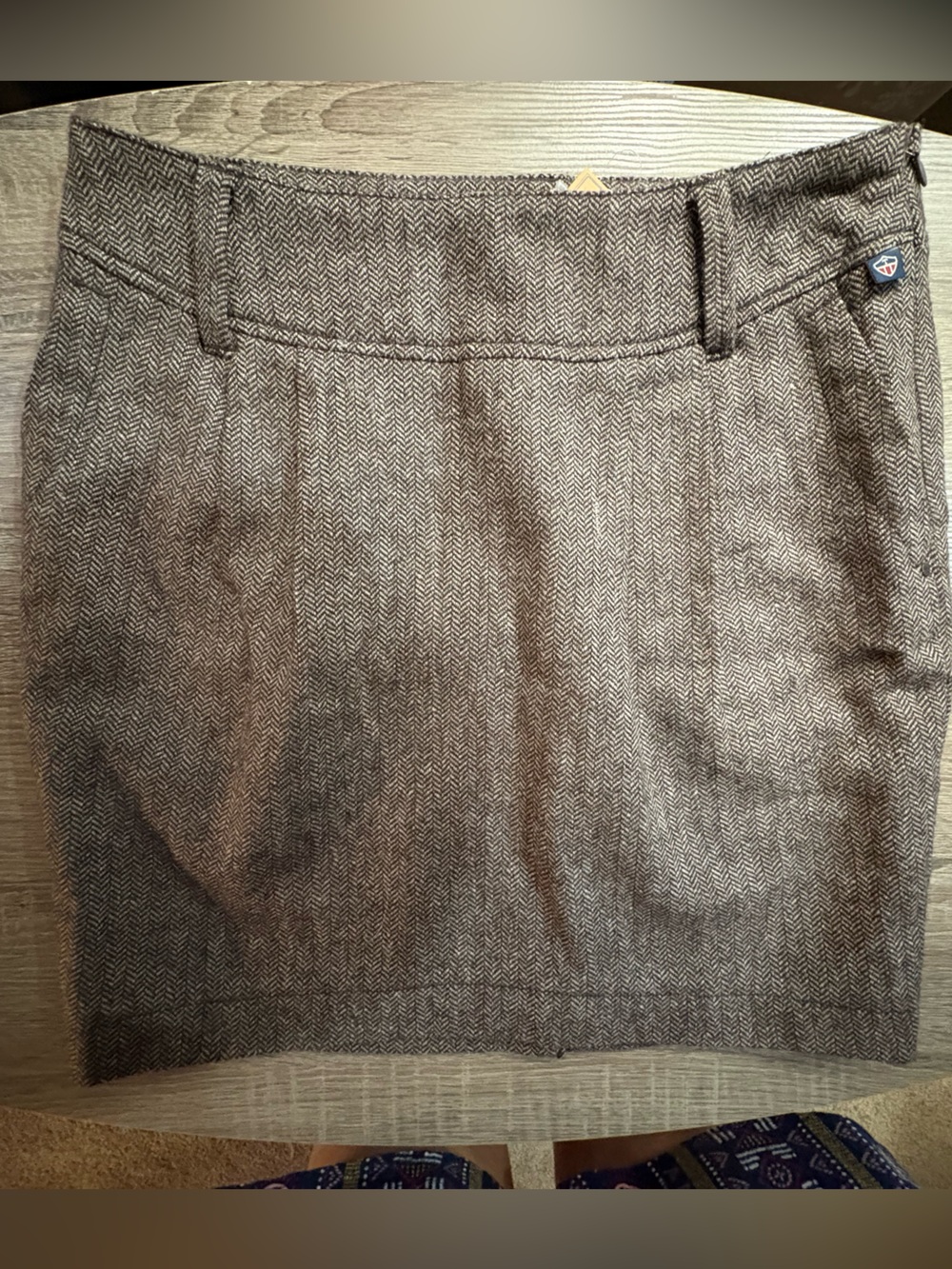NWT Timeout True Vintage Heritage Herringbone Wool Skirt in Brown